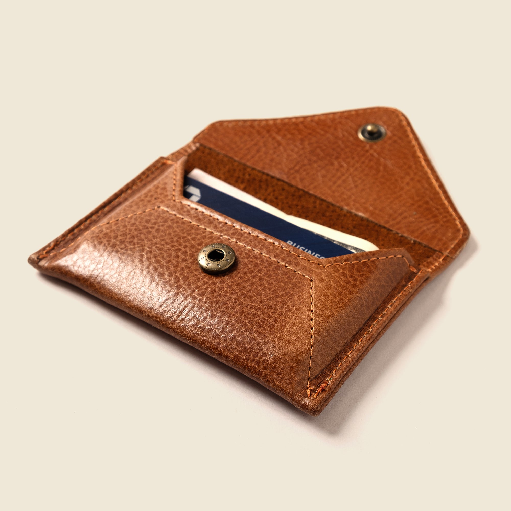 men's brown leather envelope wallet for cards and cash