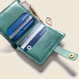 Wallet with Snap and Key Ring - Green