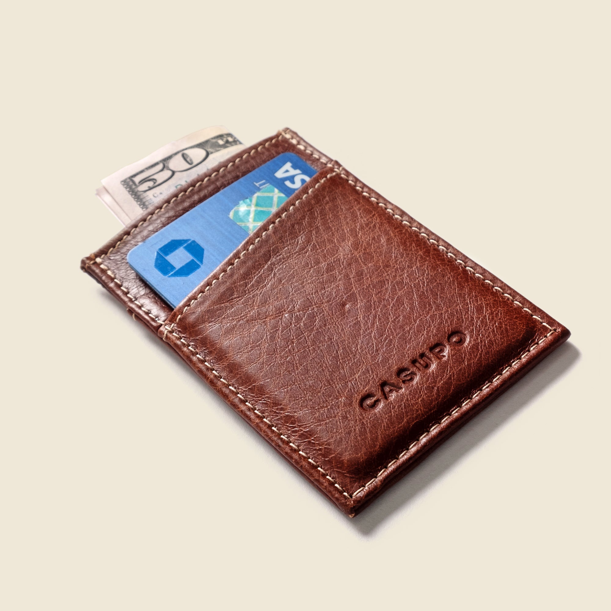 Brown leather small cardholder wallet for father's day