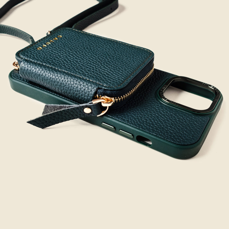 iPhone Case and Wallet with Long Strap - Forest