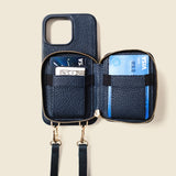 iPhone Case and Wallet with Long Strap - Navy