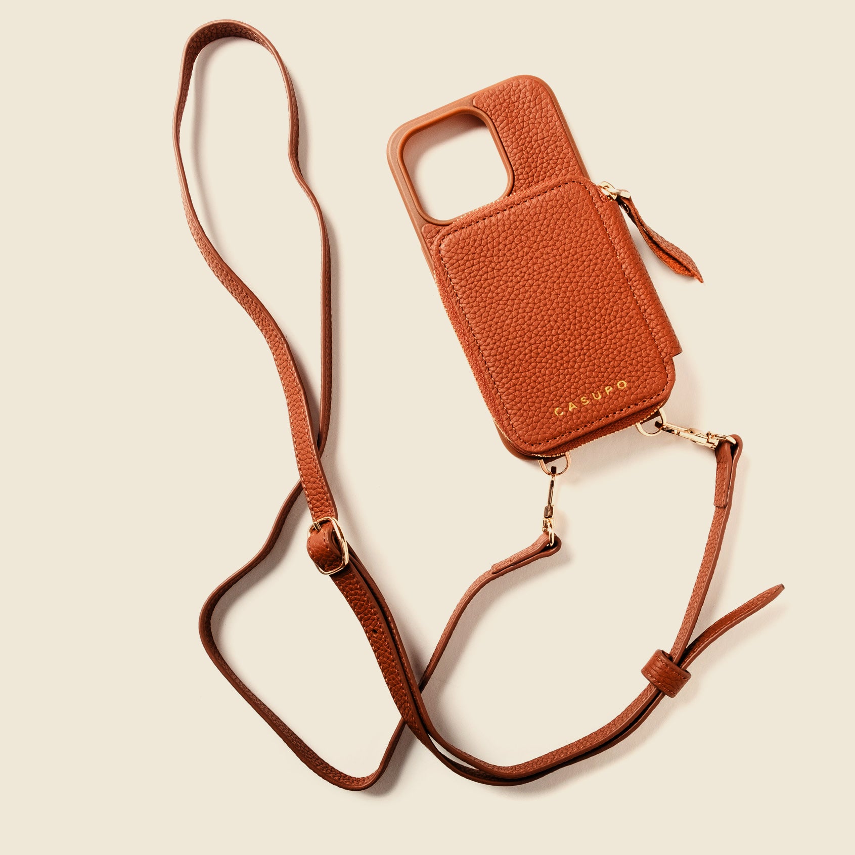 Brown leather iphone bag bandolier wallet