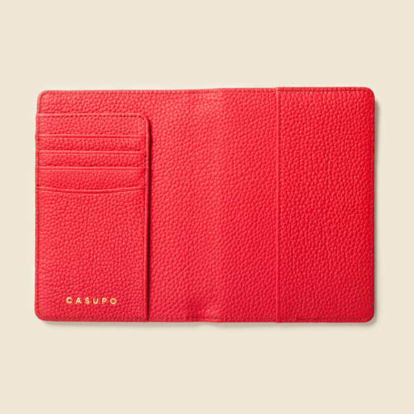 Leather Passport Wallet with RFID - Red