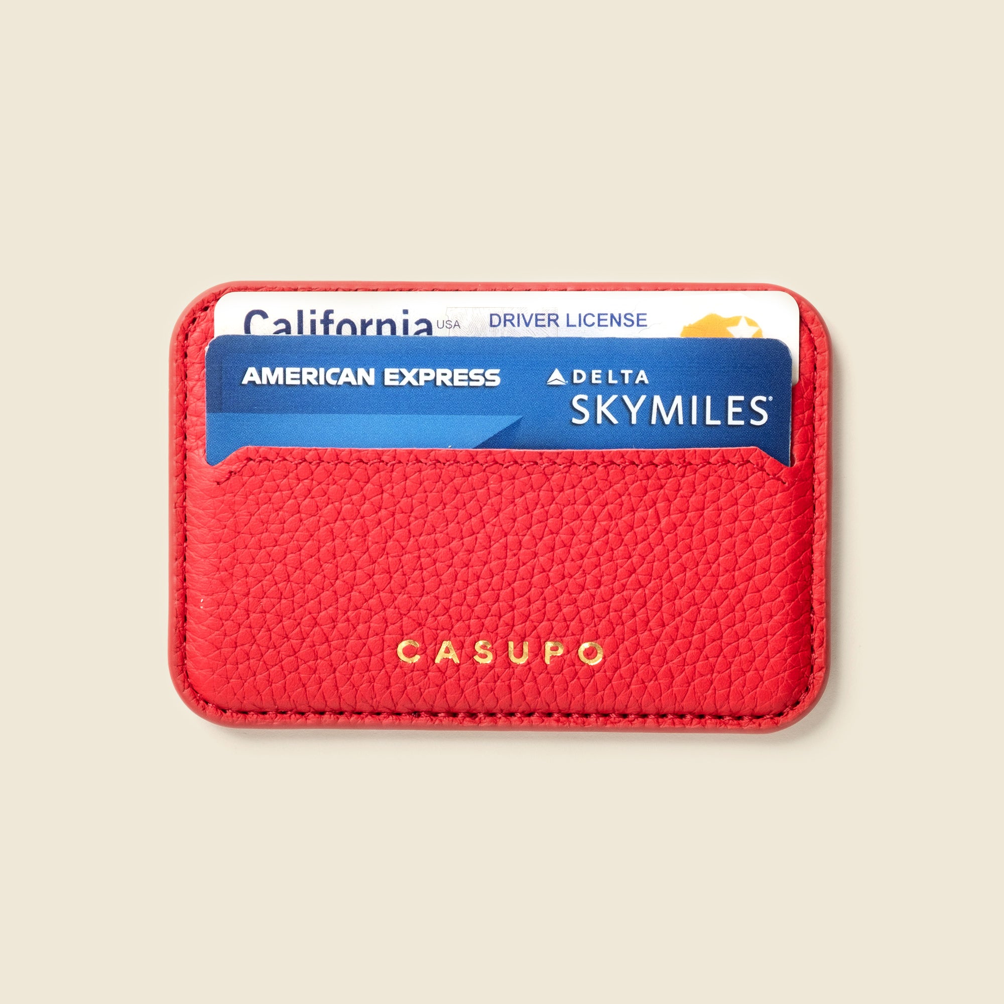 Red Leather Mag safe Iphone wallet for men