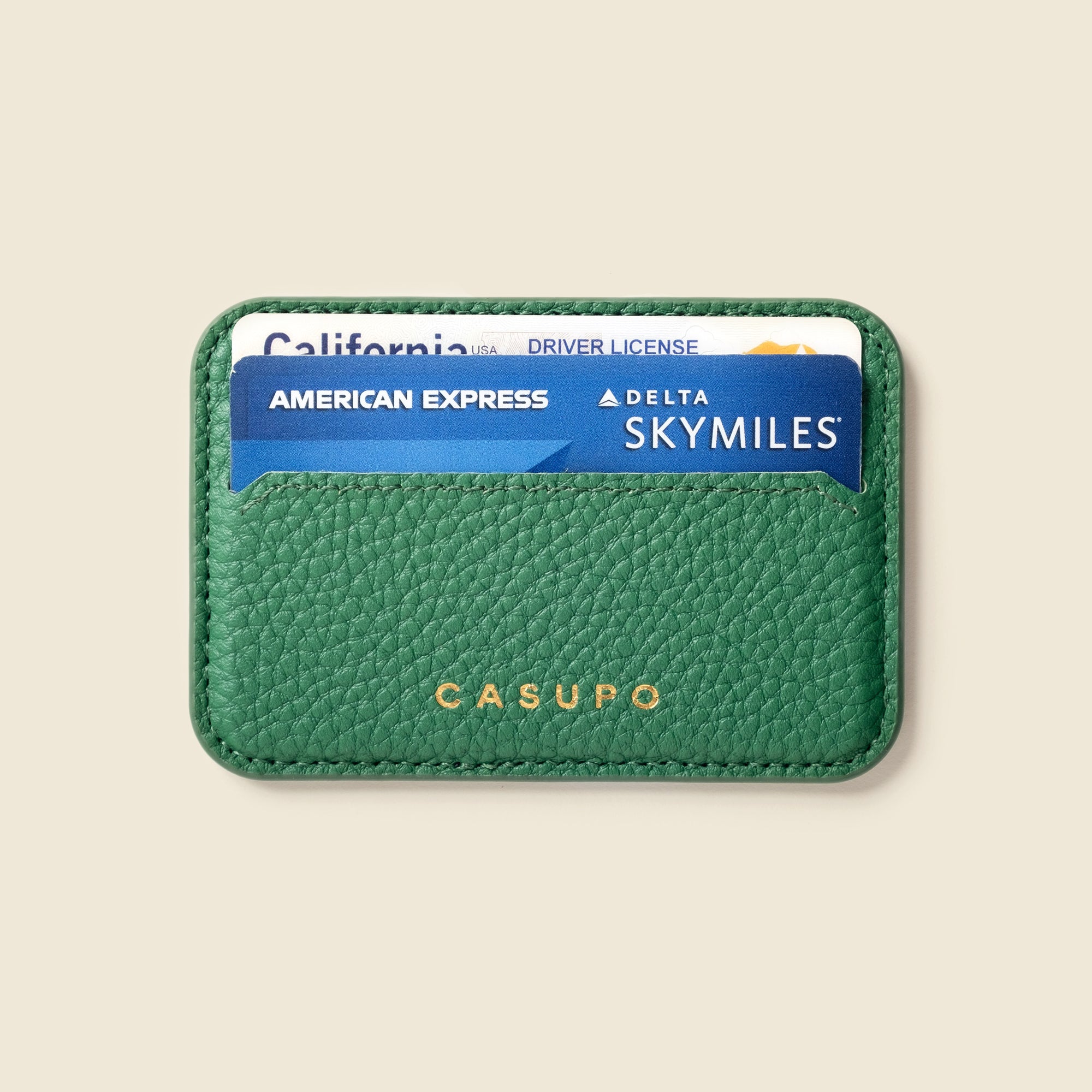Green Leather Mag safe Iphone wallet for men