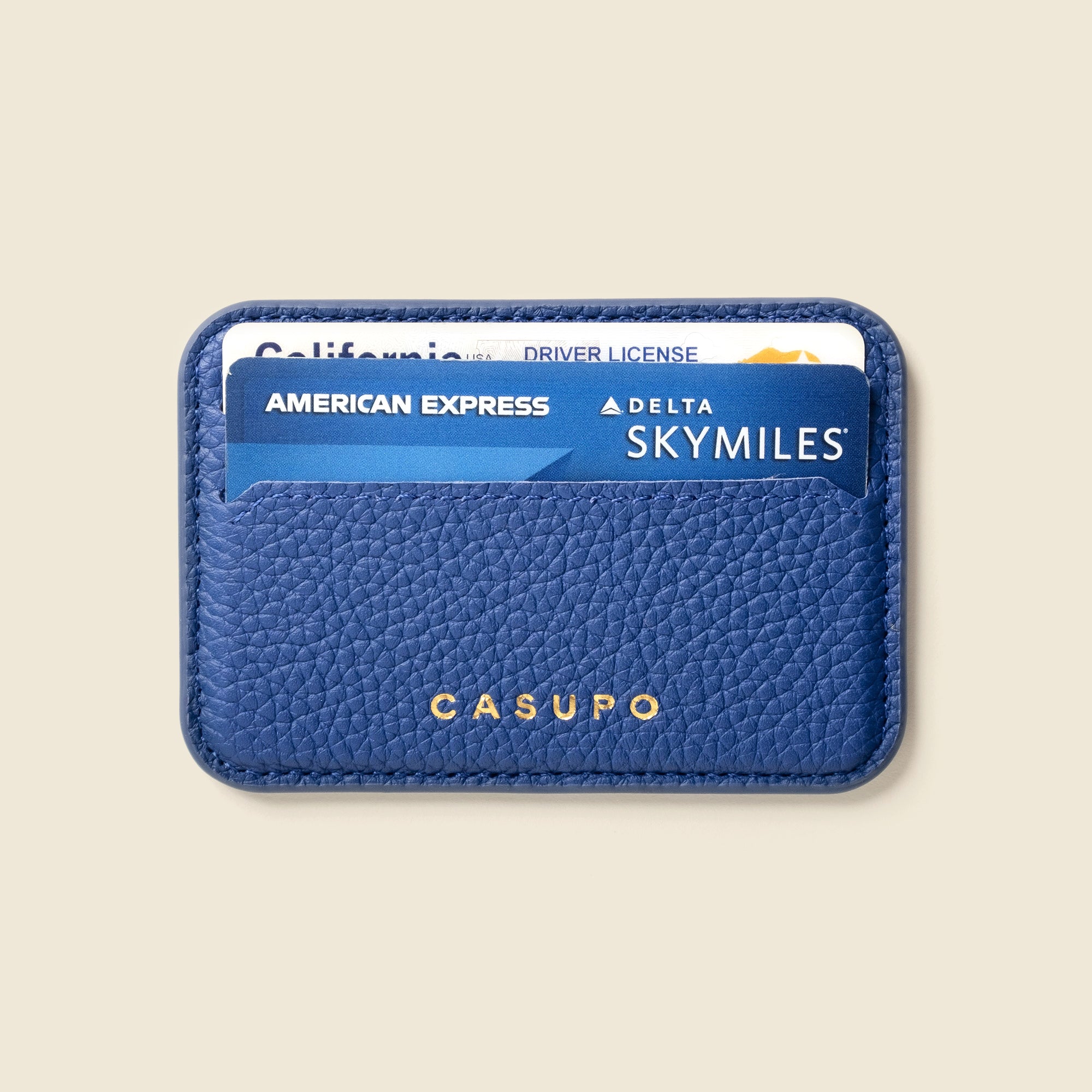 Cobalt blue Leather Mag safe Iphone wallet for men