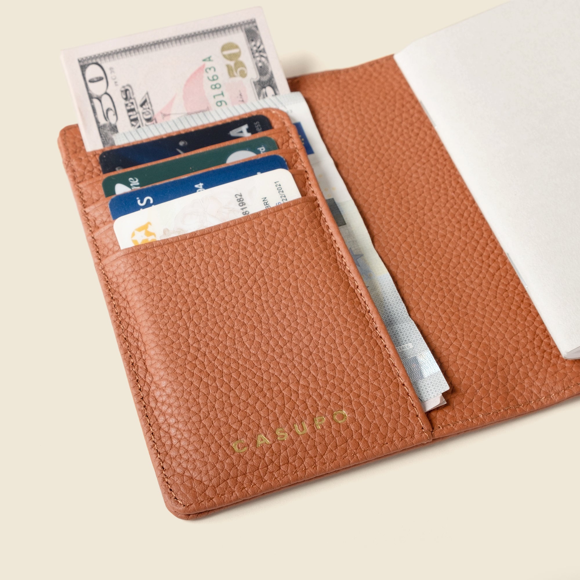brown leather RFID passport Wallets for men