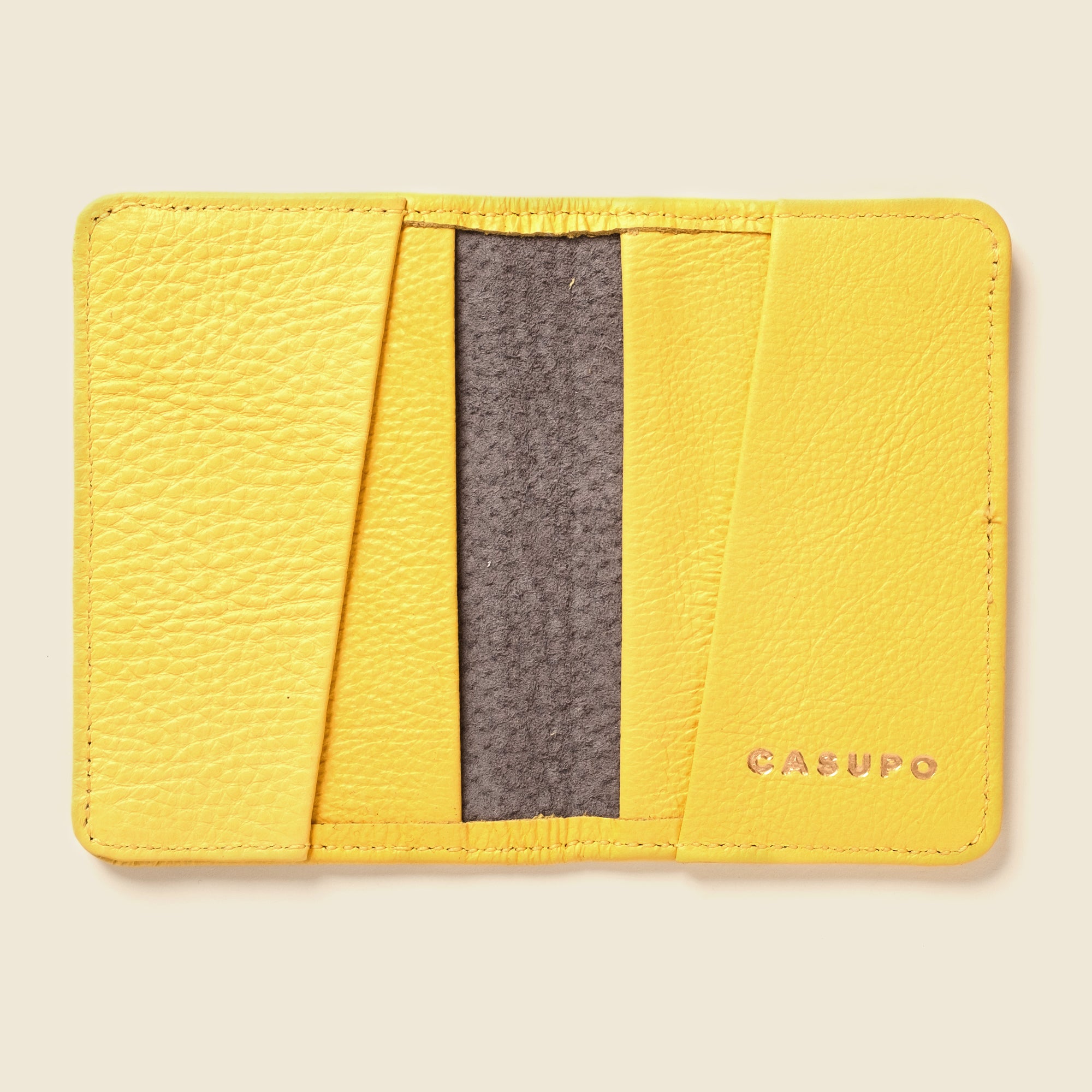 Fun yellow leather bifold wallet from Casupo for men