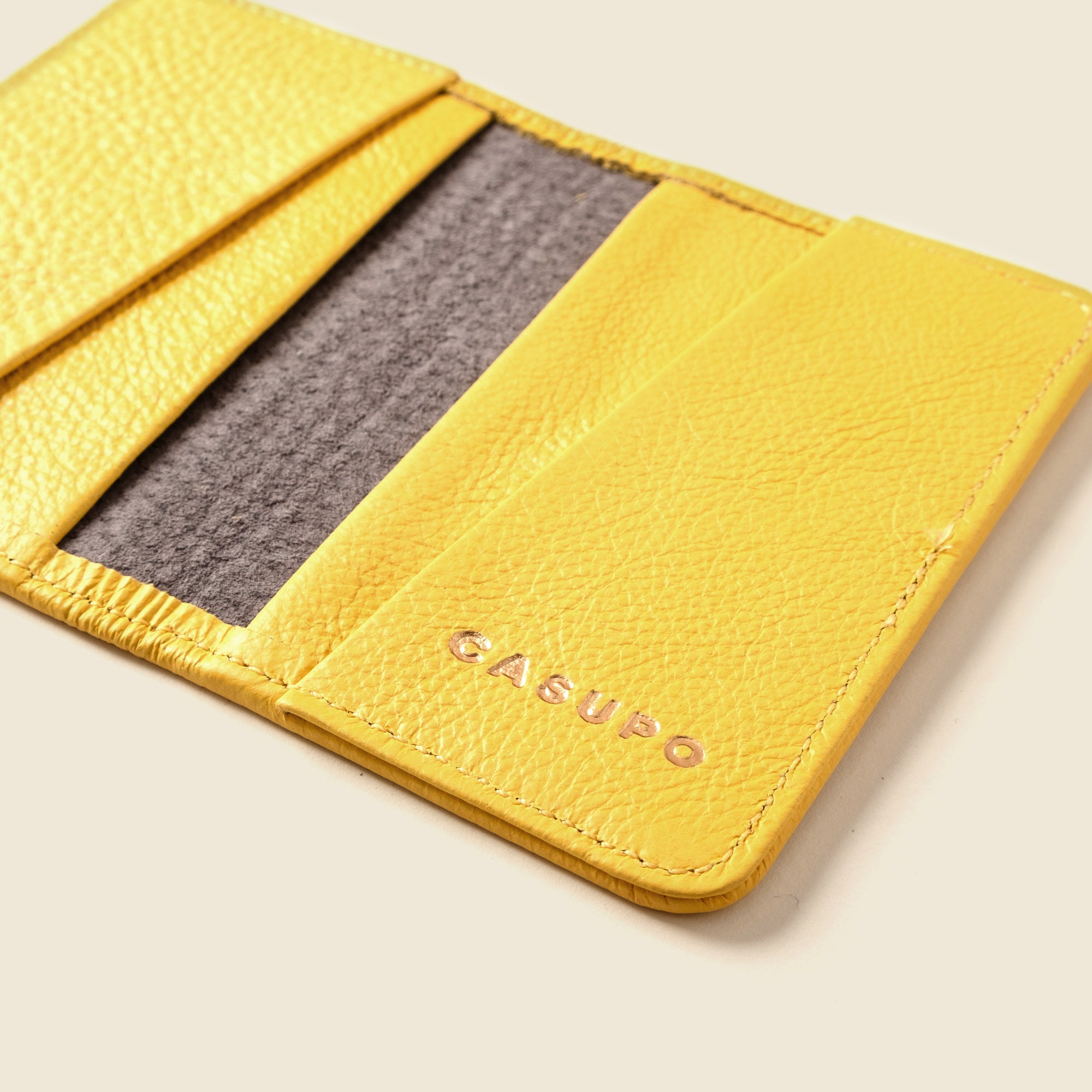 bright yellow leather bifold wallet from Casupo for men