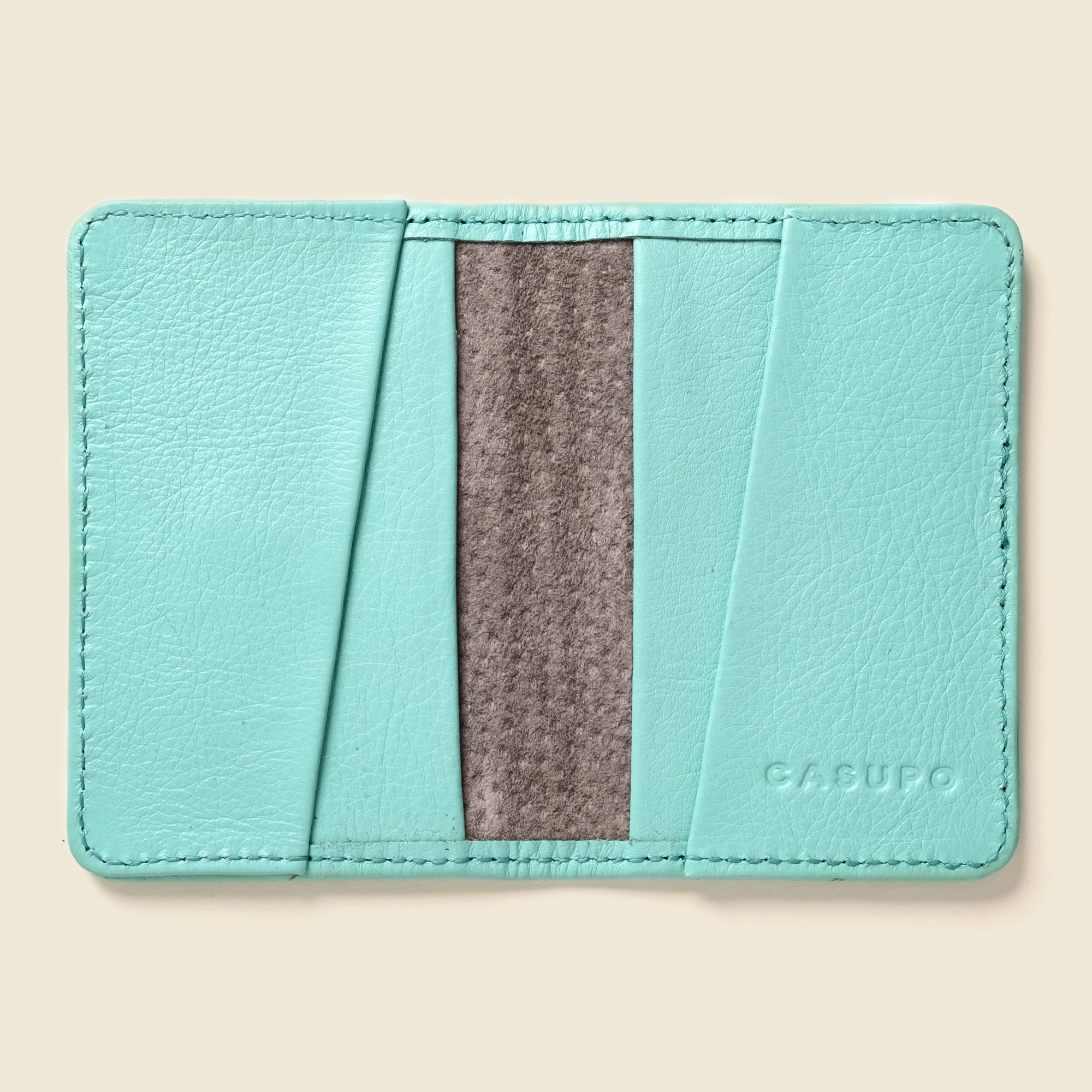 pastel blue leather bifold wallet for women