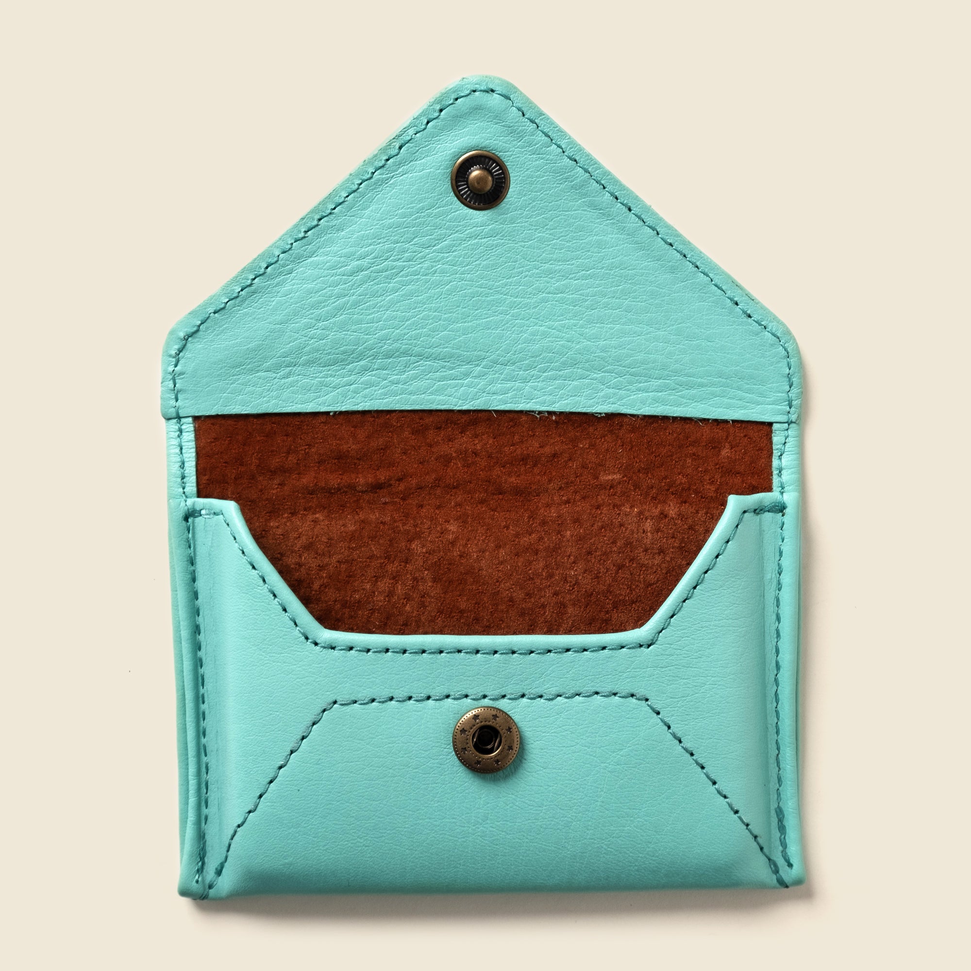 Pastel blue leather envelope wallet