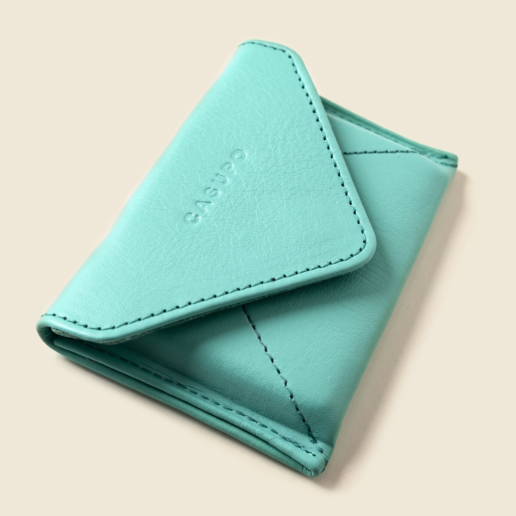 light blue leather envelope wallet