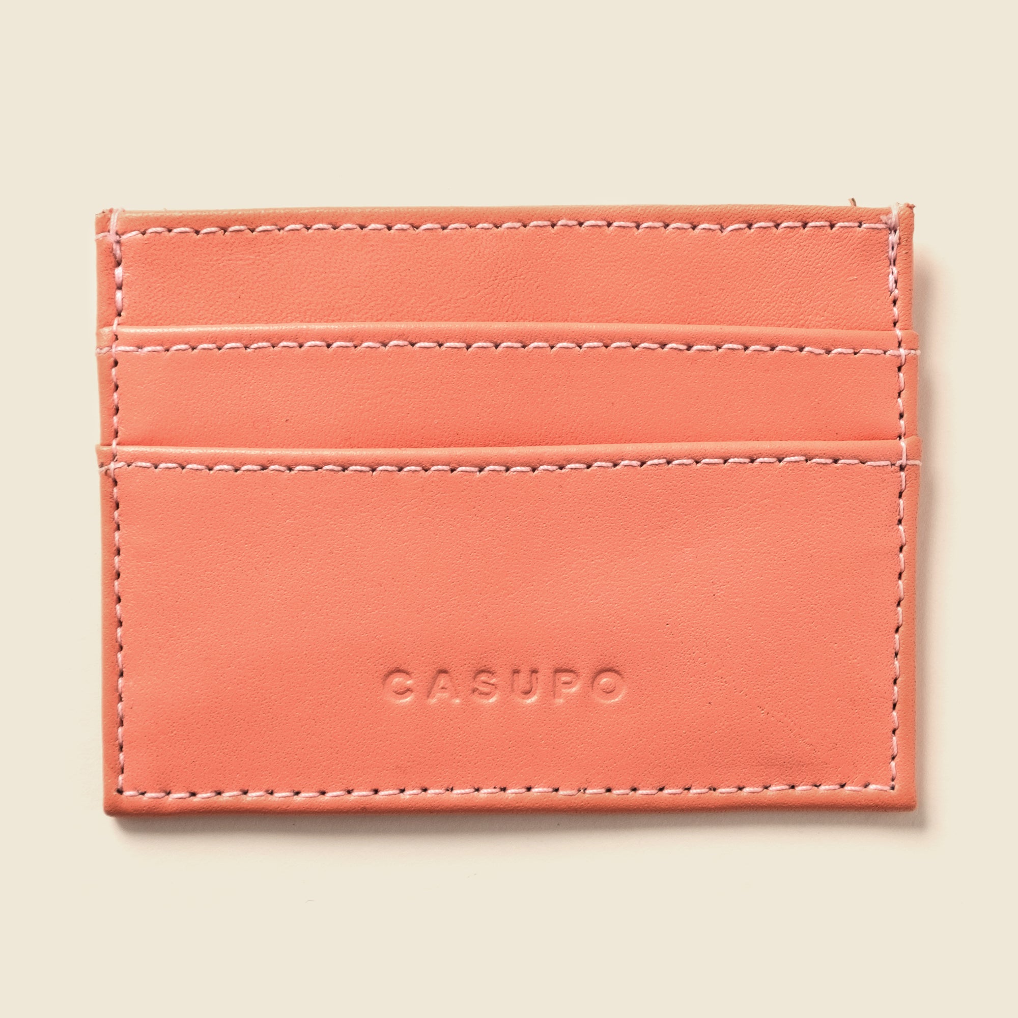 Pastel pink leather slim cardholder wallet for cards for men