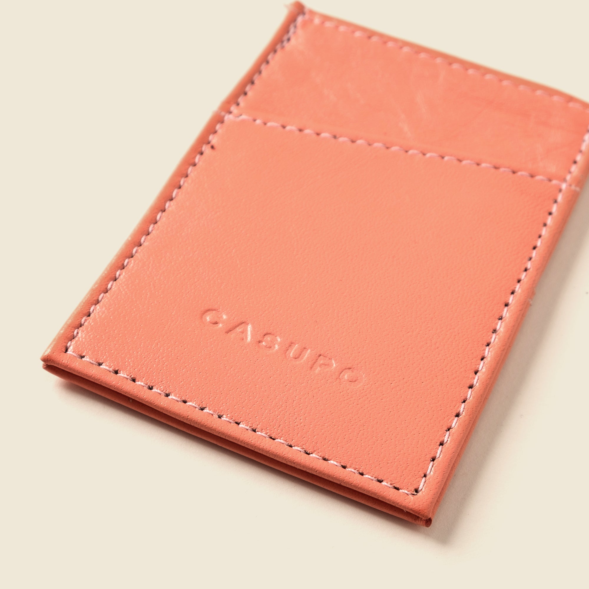 minimalist men's wallet in pink leather