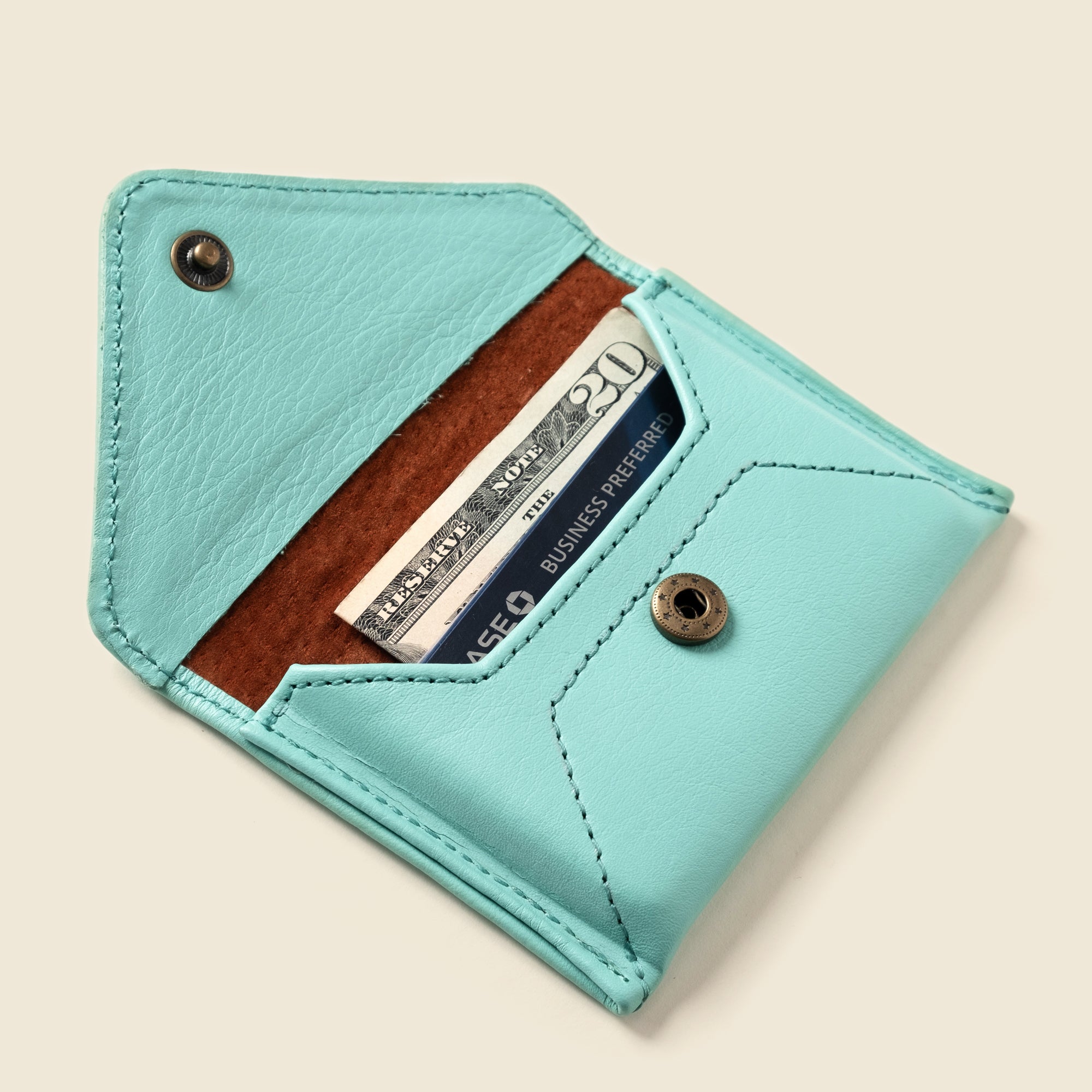 Small leather envelope wallet for concerts