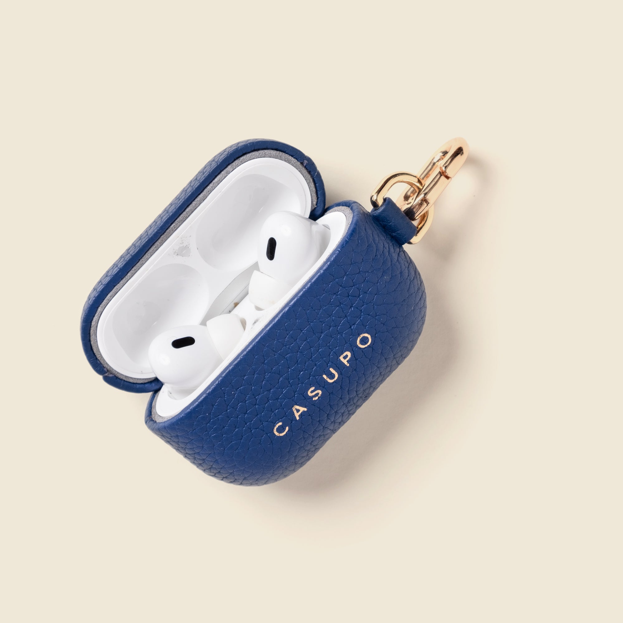 Cobalt blue leather airpod 3rd Generation and Airpod pro 2 case with key ring