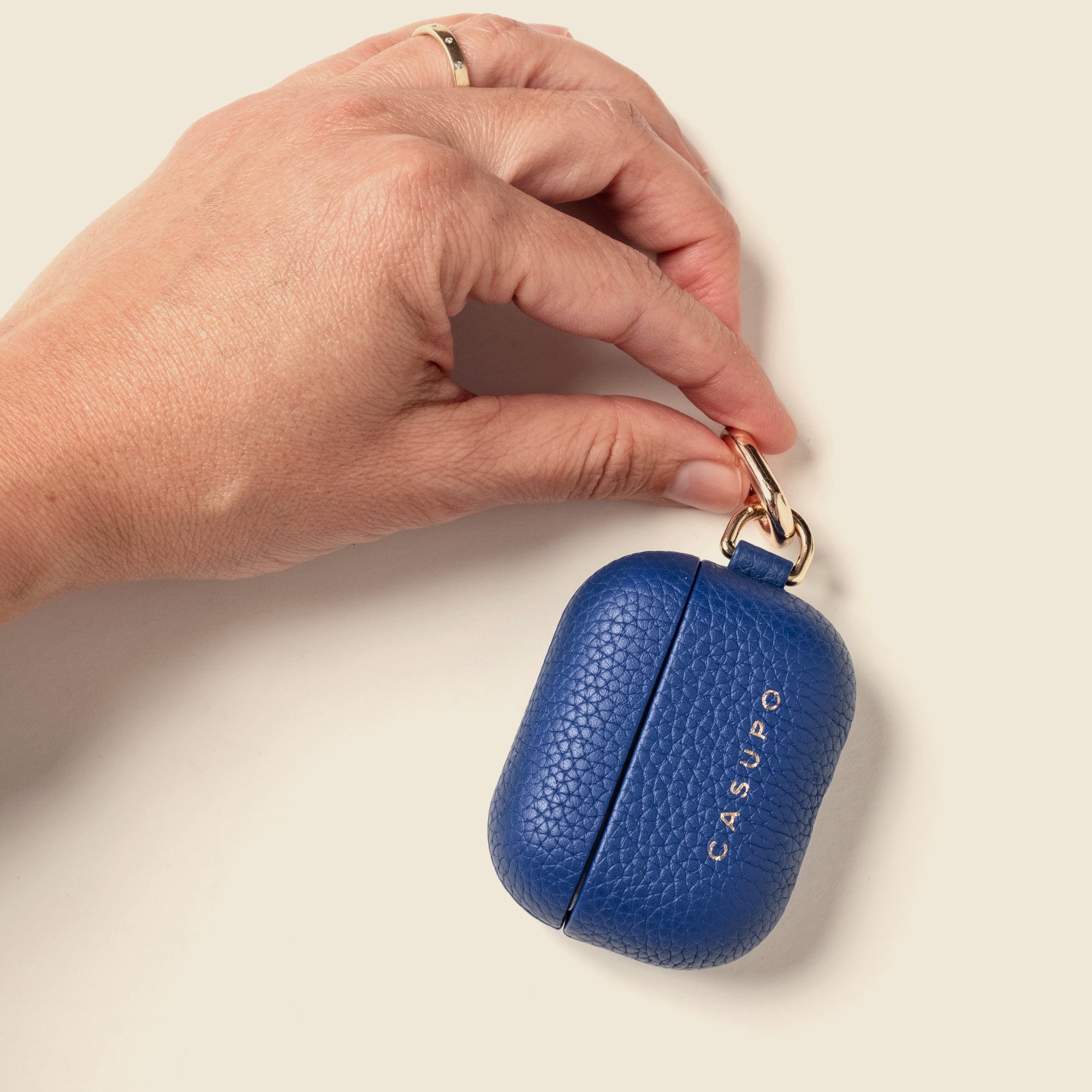 Leather Airpod Case - Cobalt