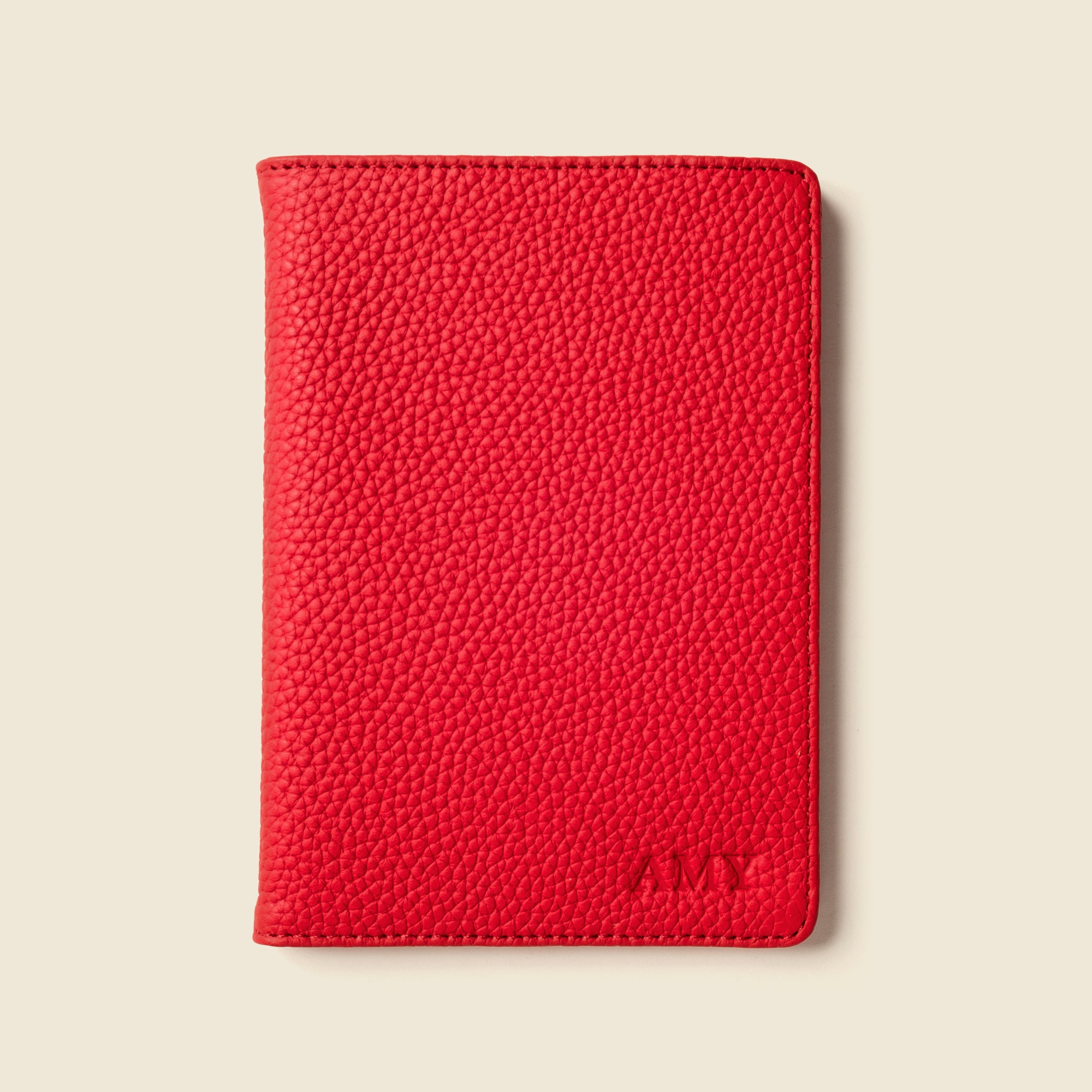red rfid leather passport wallet with monogramming