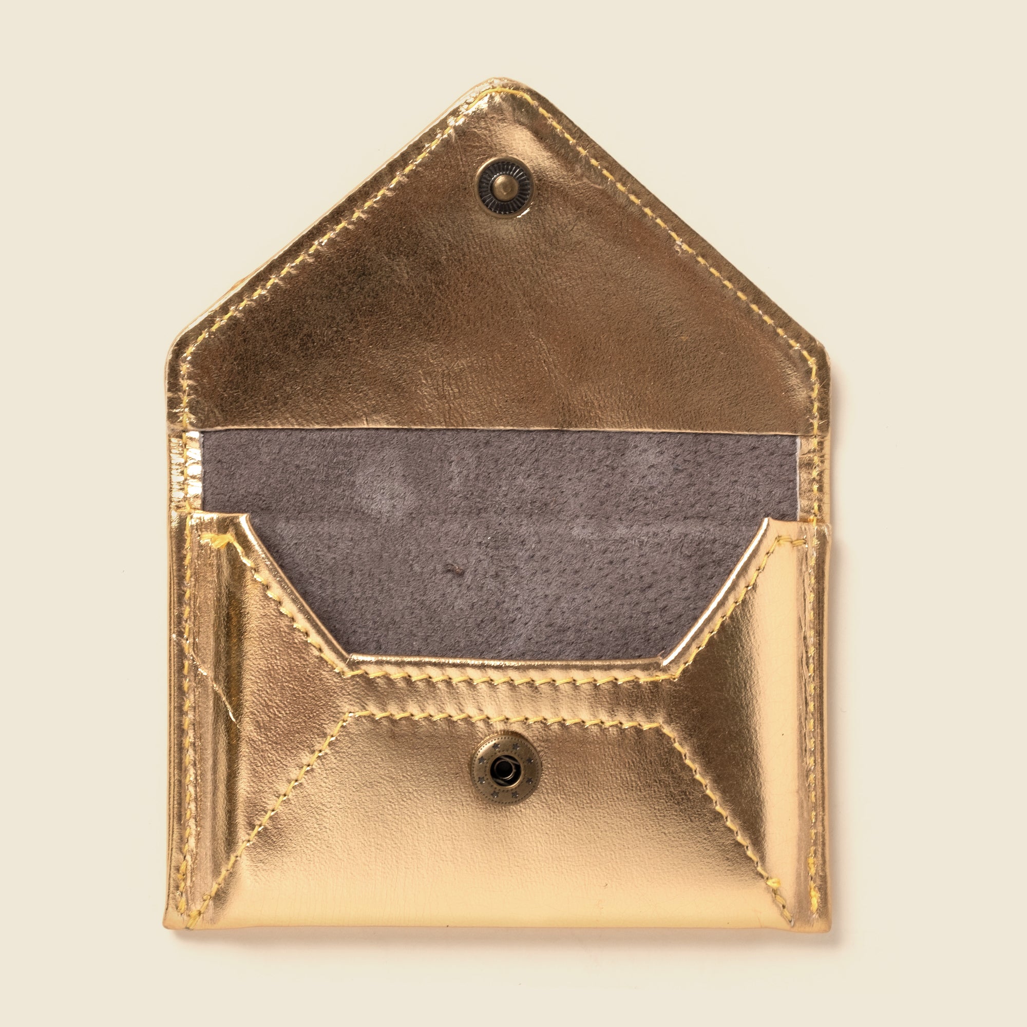 Women's Shiny gold leather envelope wallet with RFID blocking
