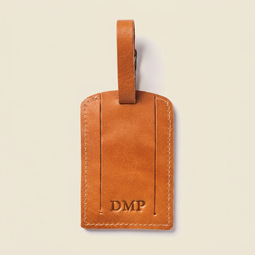 Leather Luggage Tag - Natural
