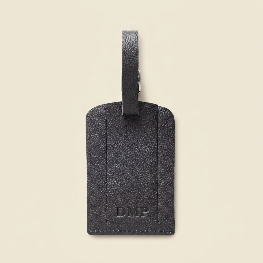 Leather Luggage Tag - Black