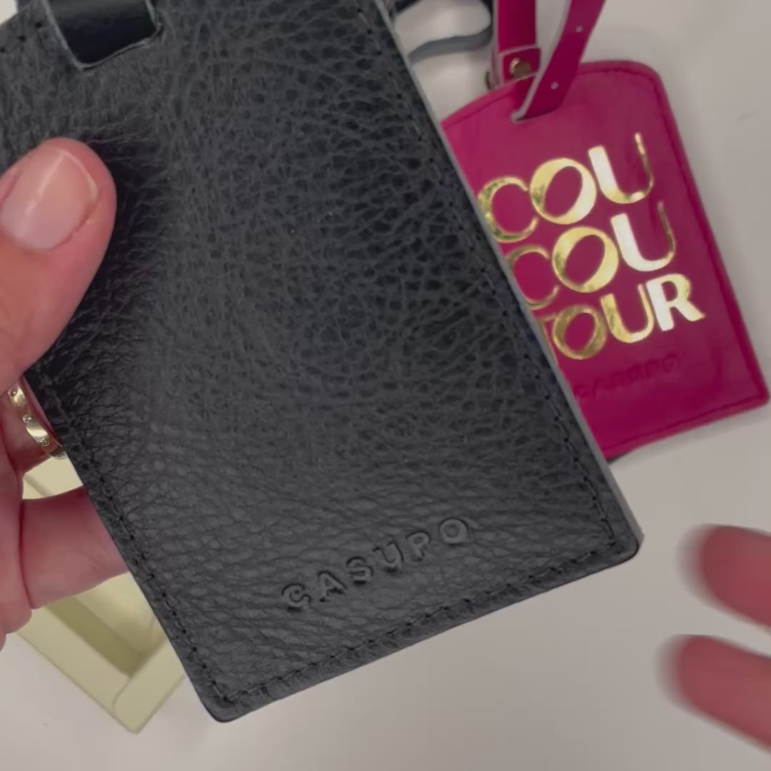Eco-friendly packaging for customizable leather luggage tag