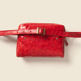 Red paisley leather fanny pack for women