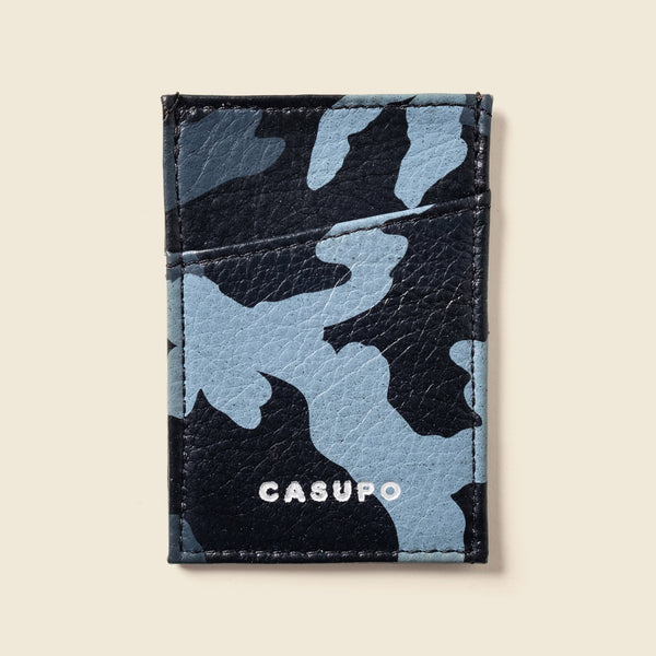 Blue camo leather wallet