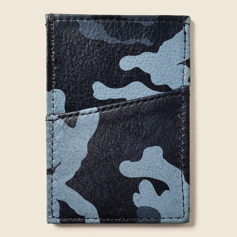 Navy camo leather thin wallet