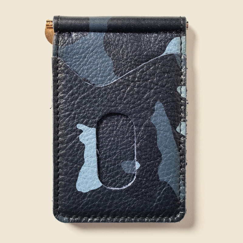 Compact leather money clip wallet