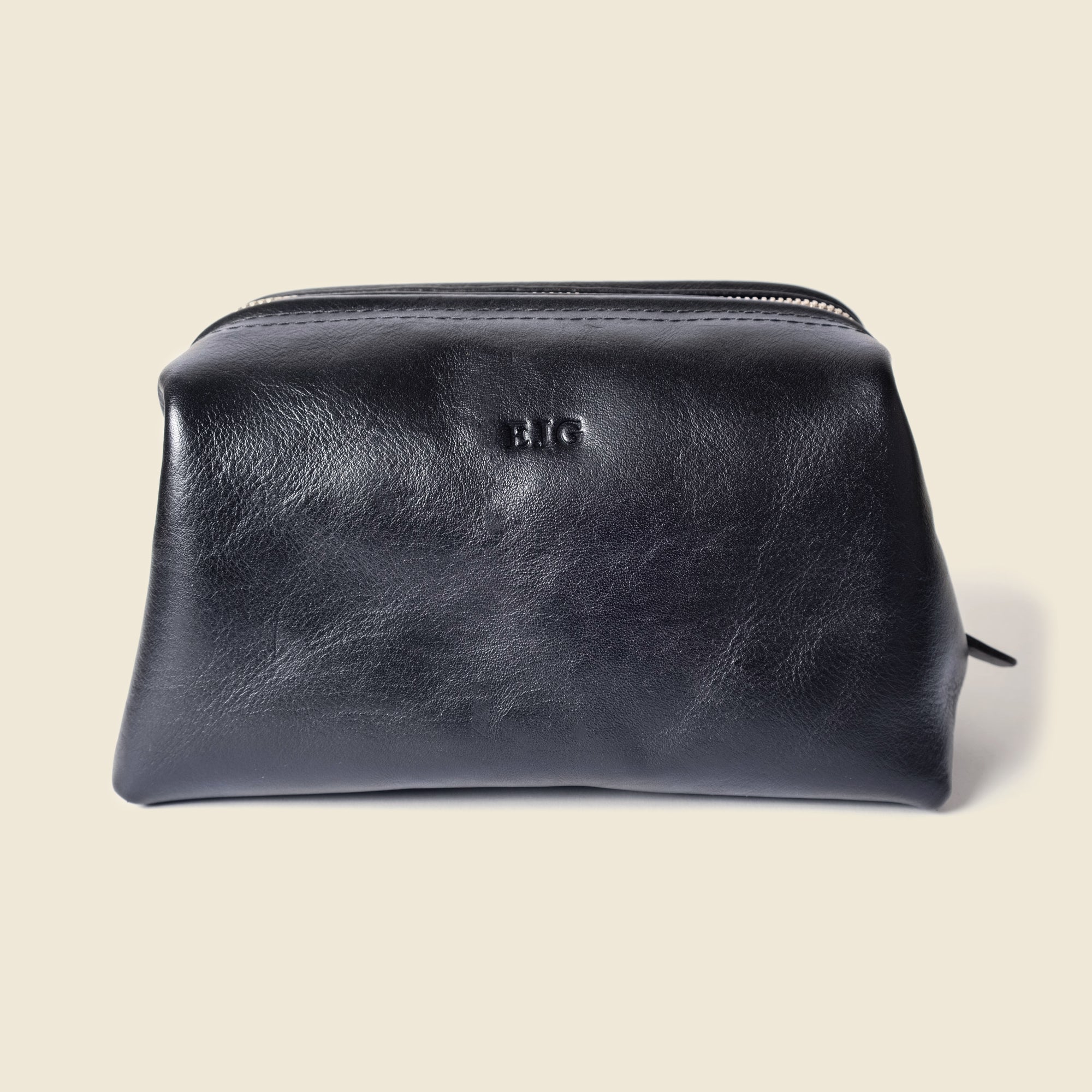 Toiletry bag with monogrammed initials