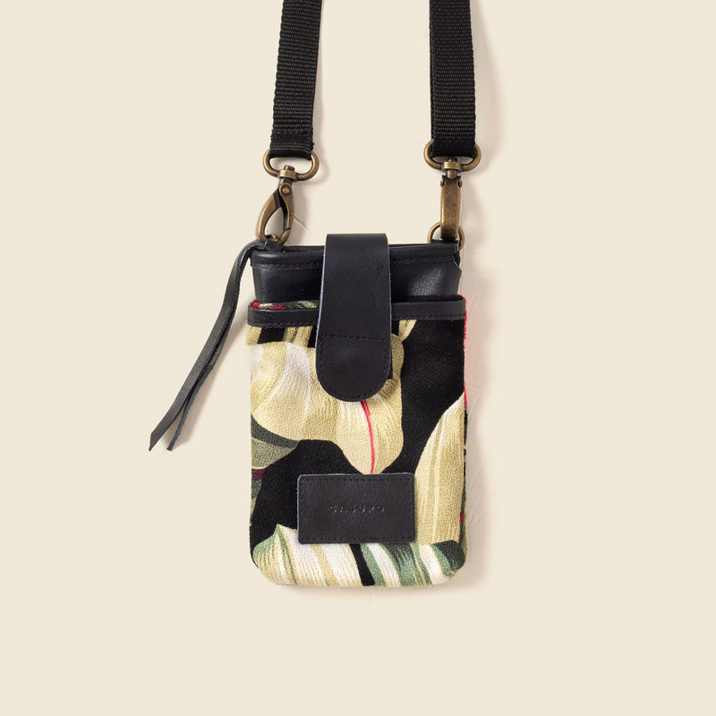Black floral women's purse for phone and wallet