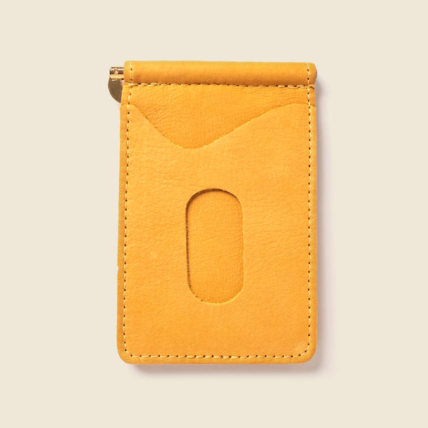 Mustard yellow leather money clip