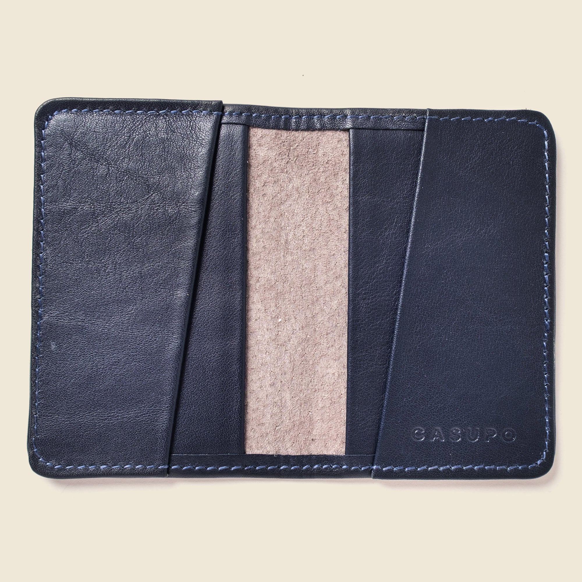 Men's Blue leather wallet with RFID protection