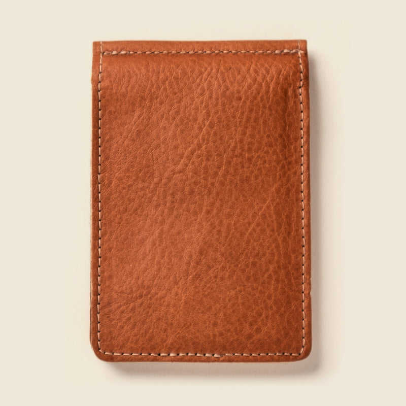 Brown leather money clip wallet for men