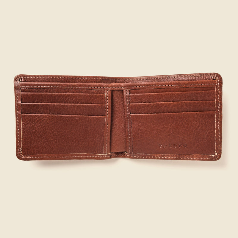 Brown leather billfold wallet for men
