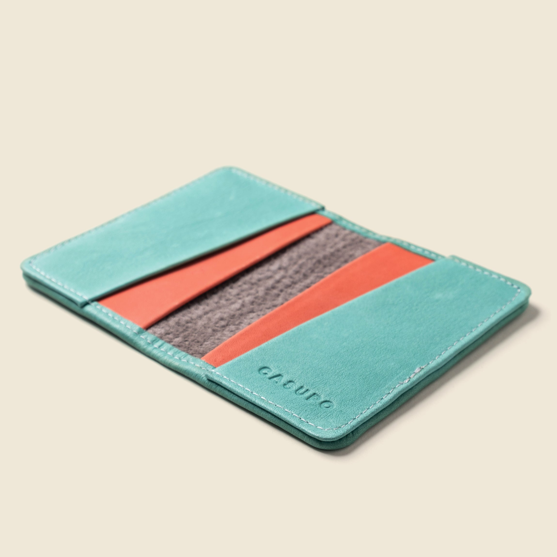 RFID pastel blue leather cardholder for women