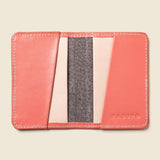 salmon pink leather compact bifold wallet with rfid protection
