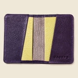 Purple and green leather wallet with RFID protection for women