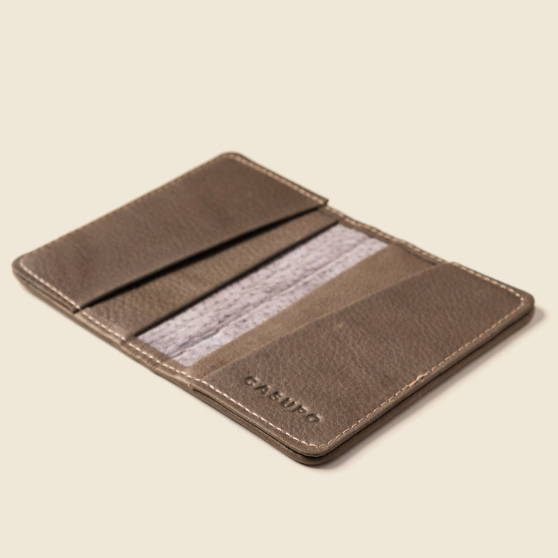 Thin grey leather wallet for men with RFID portection