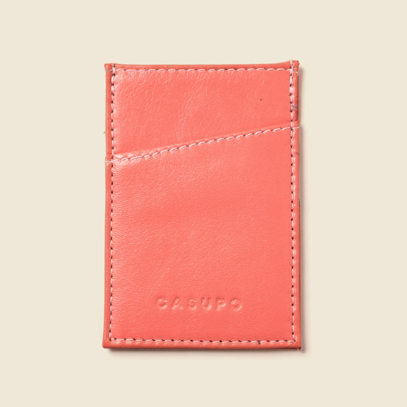 Pink thin cardholder for women. Leather RFID wallet with 3 pockets 