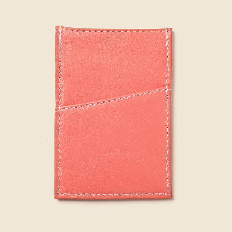 Pink minimalist cardholder for women. Leather wallet with 3 pockets