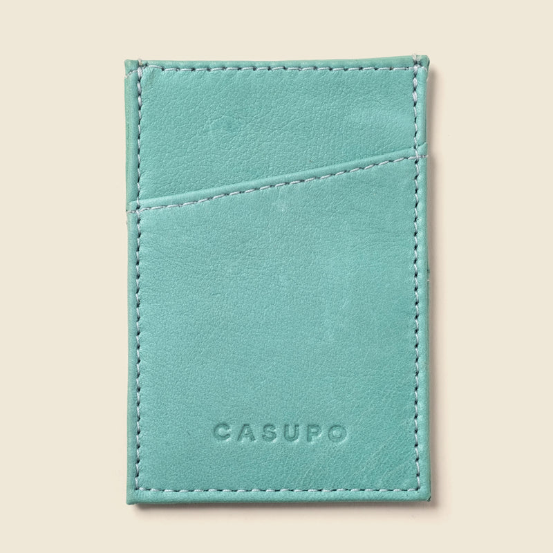 Pastel blue thin wallet for women. Leather wallet with 3 pockets