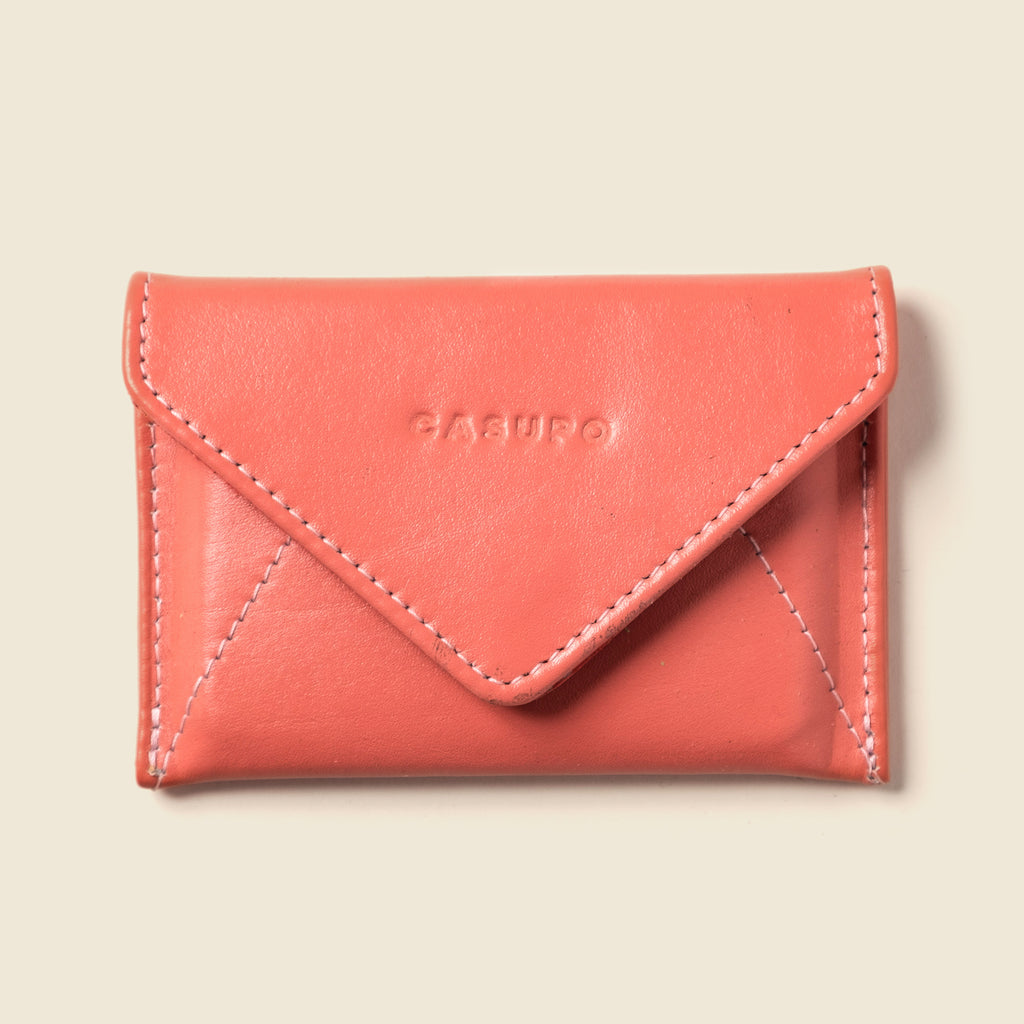 Pastel Pink Leather Envelope Wallet with RFID protection CASUPO