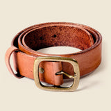 brown classic leather belt for denim