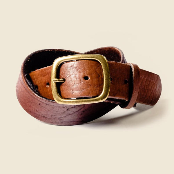 Red brown leather belt for jeans