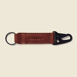 Hipster brown leather keychain with black hardware for men