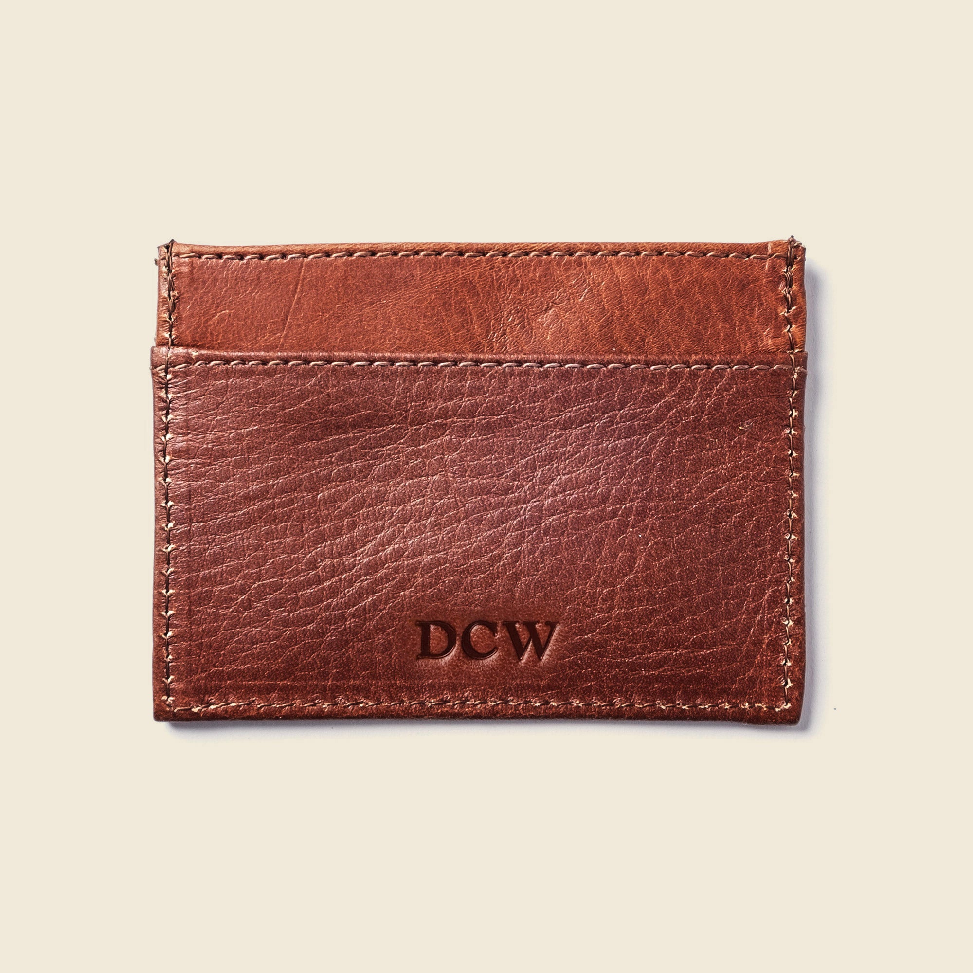 Monogrammed brown thin cardholder wallet for men