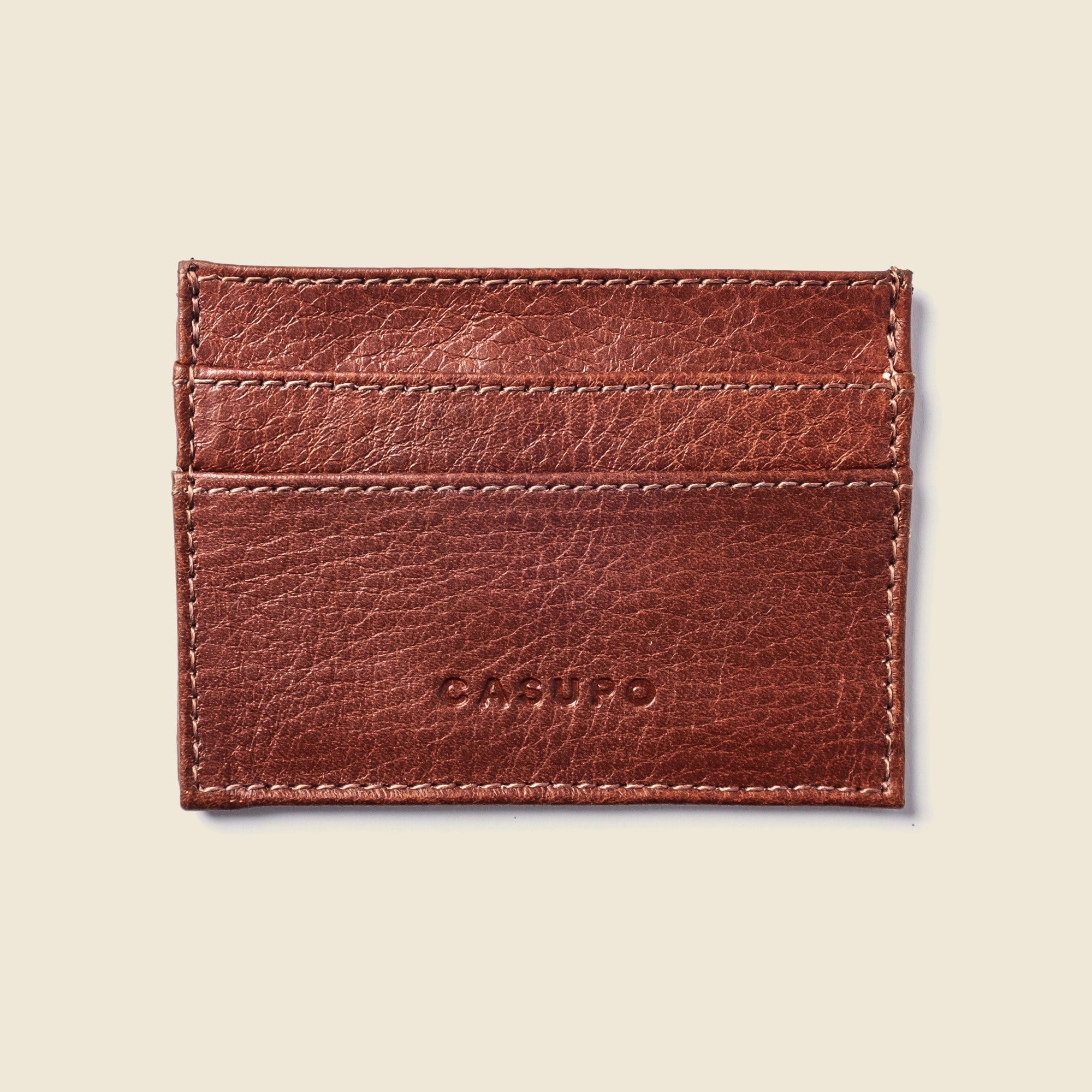 Brown leather card holder wallet for men. Sustainable leather wallet.