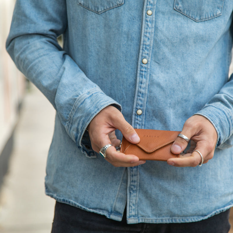 sustainable leather compact wallet